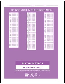 QUIC J Mathematics Self-Scoring - Package of 20 Response Forms QUIC J Mathematics Self-Scoring - Package of 20 Response Forms