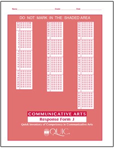 QUIC J Communicative Arts Self-Scoring - Package of 20 Response Form QUIC J Communicative Arts Self-Scoring - Package of 20 Response Form